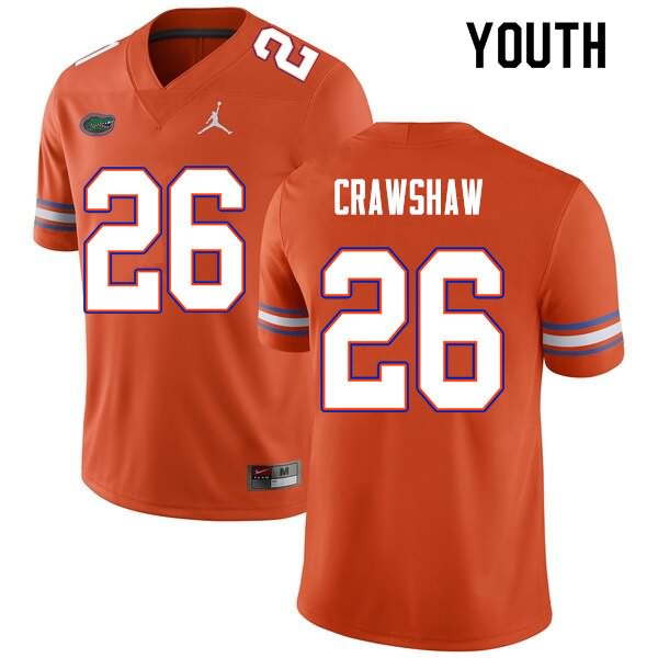 NCAA Florida Gators Jeremy Crawshaw Youth #26 Nike Orange Stitched Authentic College Football Jersey BRZ4064HW